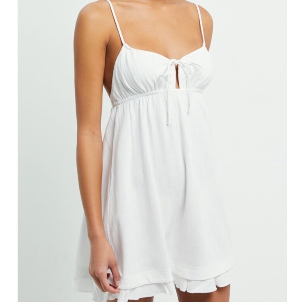 Linen Tie Front Babydoll Dress